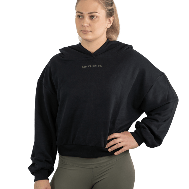 Lift Heavy Carbon Cropped Statement Hoodie - wodstore